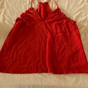 Red ruffled tank top